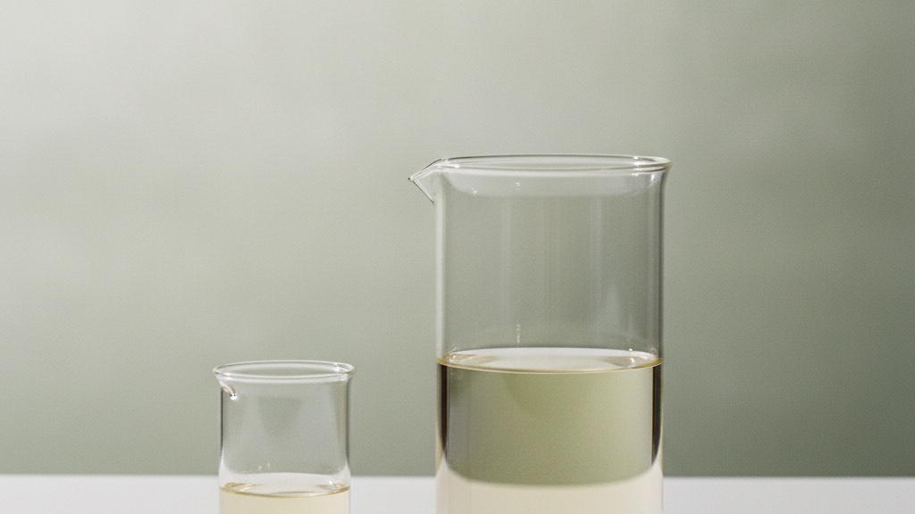 Two glass measuring vessels of different sizes symbolising the new 9mg and 25mg Wegovy tablet strengths